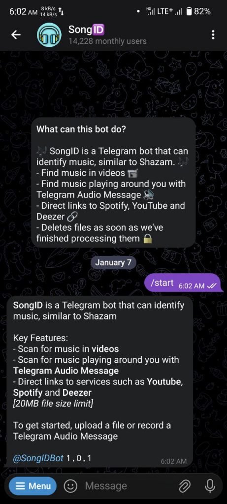 شروع کار با ربات اهنگ یاب SongID