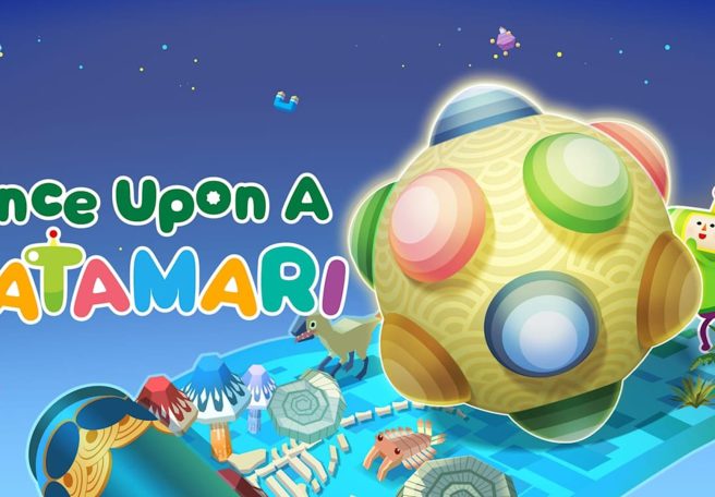 توپی بزرگ در کنار یک شخصیت و چند آیتم در پوستر بازی Once Upon a Katamari