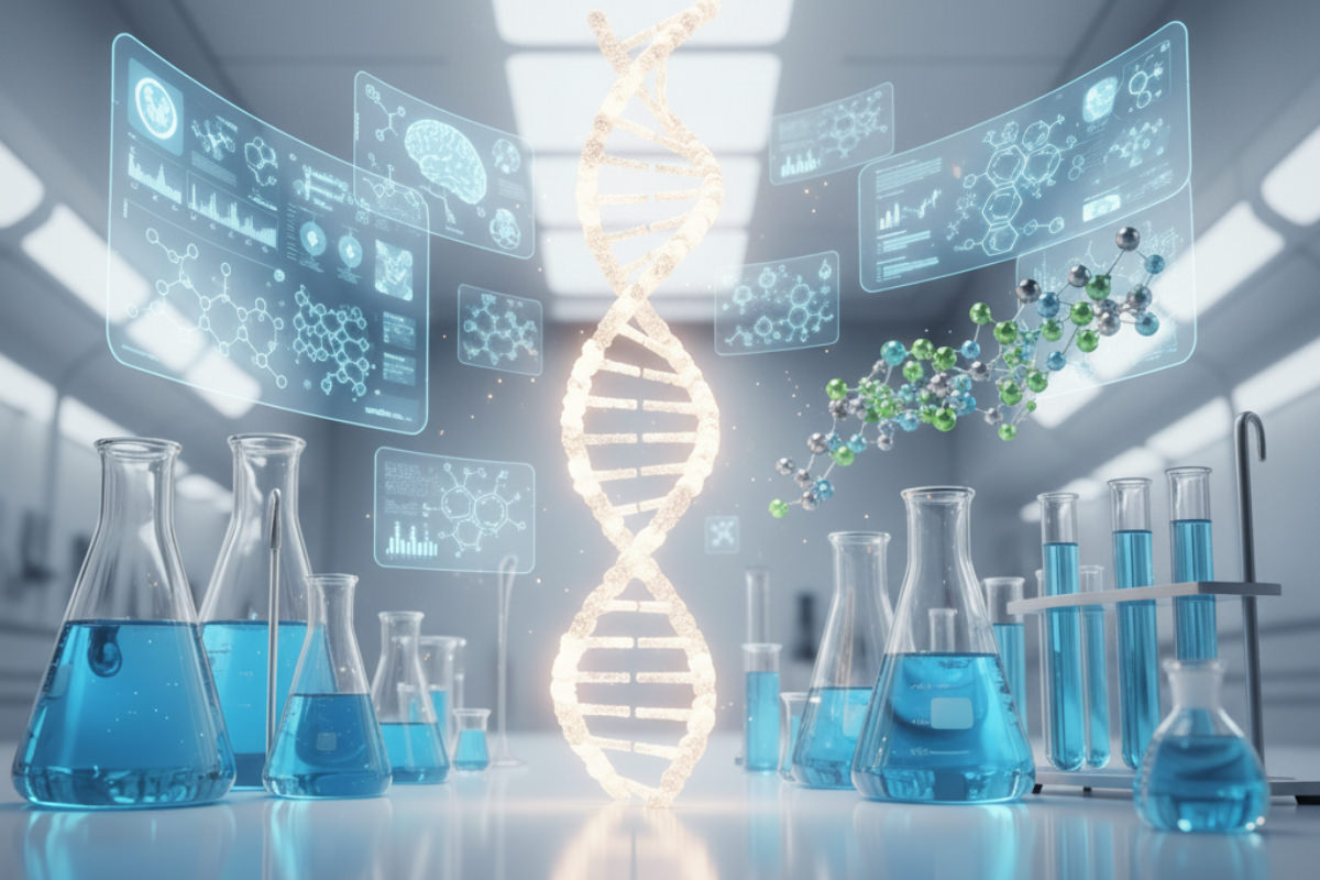 تصویرسازی کلاژ از دستاوردهای بزرگ علم مدرن