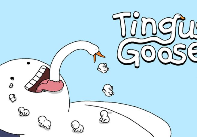 یک غاز در حال تف کردن کودکان از درون یک انسان در والپیپر بازی Tingus Goose