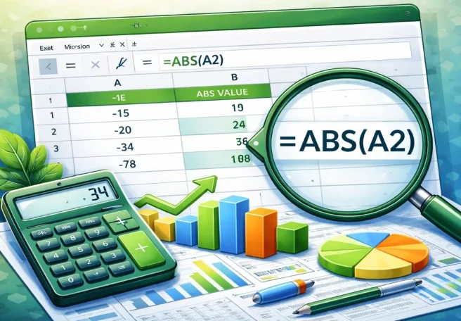 آموزش تابع ABS برای قدر مطلق در اکسل با مثال ساده