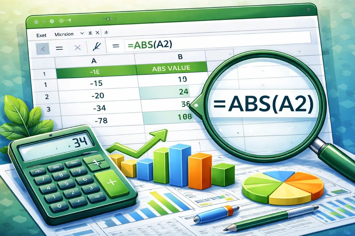 آموزش تابع ABS برای قدر مطلق در اکسل با مثال ساده