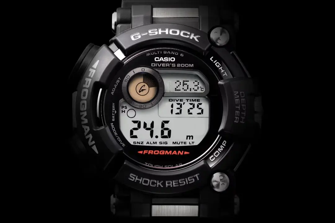 ساعت دیجیتال کاسیو (Casio) مدل جی‌شاک FROGMAN با نشان دادنگر دیجیتال و سنسورهای غواصی
